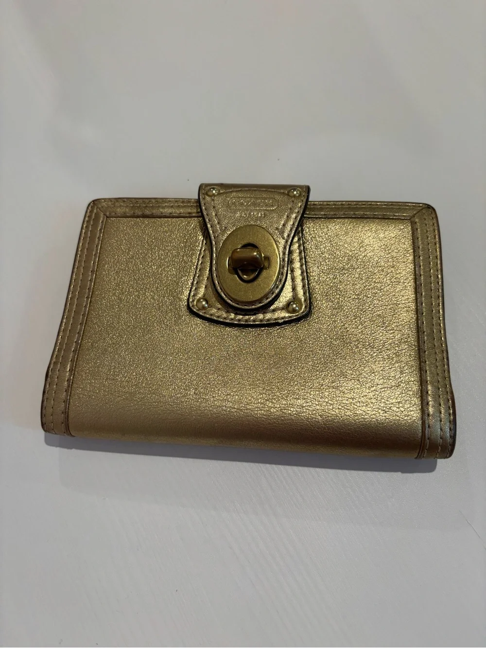 Vintage Coach Legacy Leather Gold Mini Turnlock Agenda Journal Cover Y2K